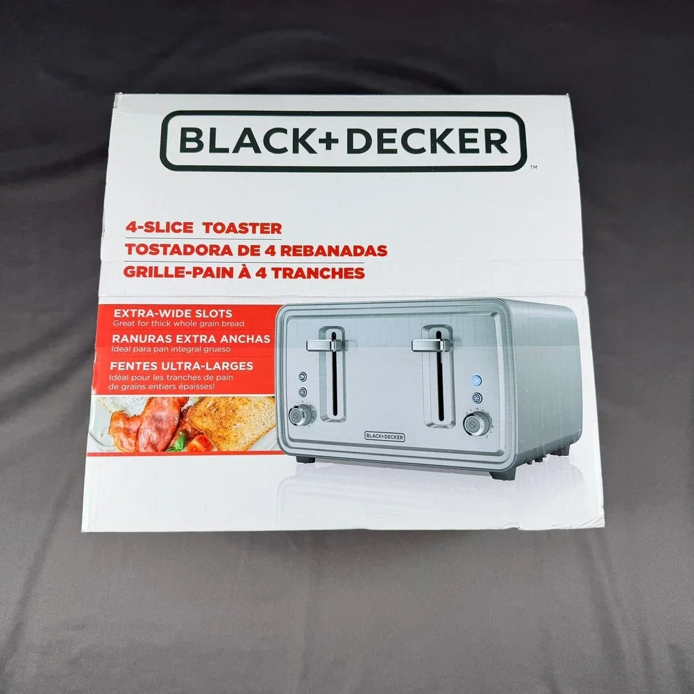 Black+Decker TR4900SSD 4-Slice Toaster Silver Stainless Steel Wide Slot Kitchen